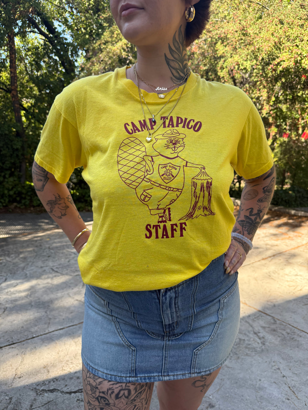 Vintage 1990s Boy Scouts Camp Tapico Tee Yellow