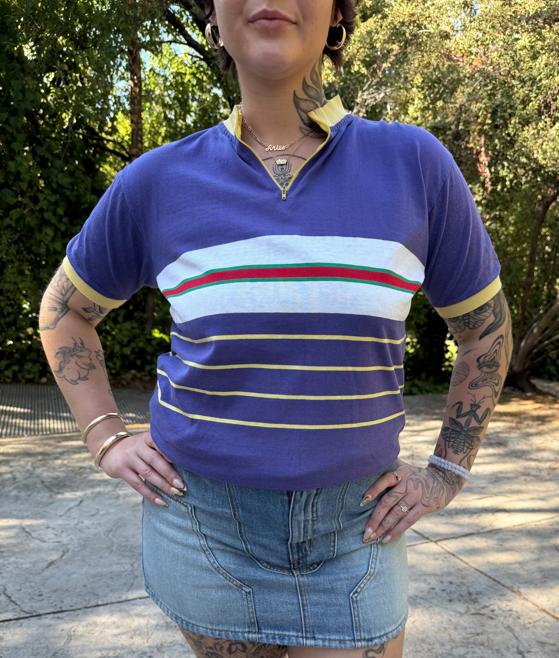 Vintage Rare 2000s Polo RL Cycling Style Zip Front Tee