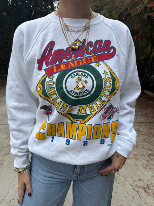 *rare* Vintage 1989 Oakland A's World Series Champions Crewneck