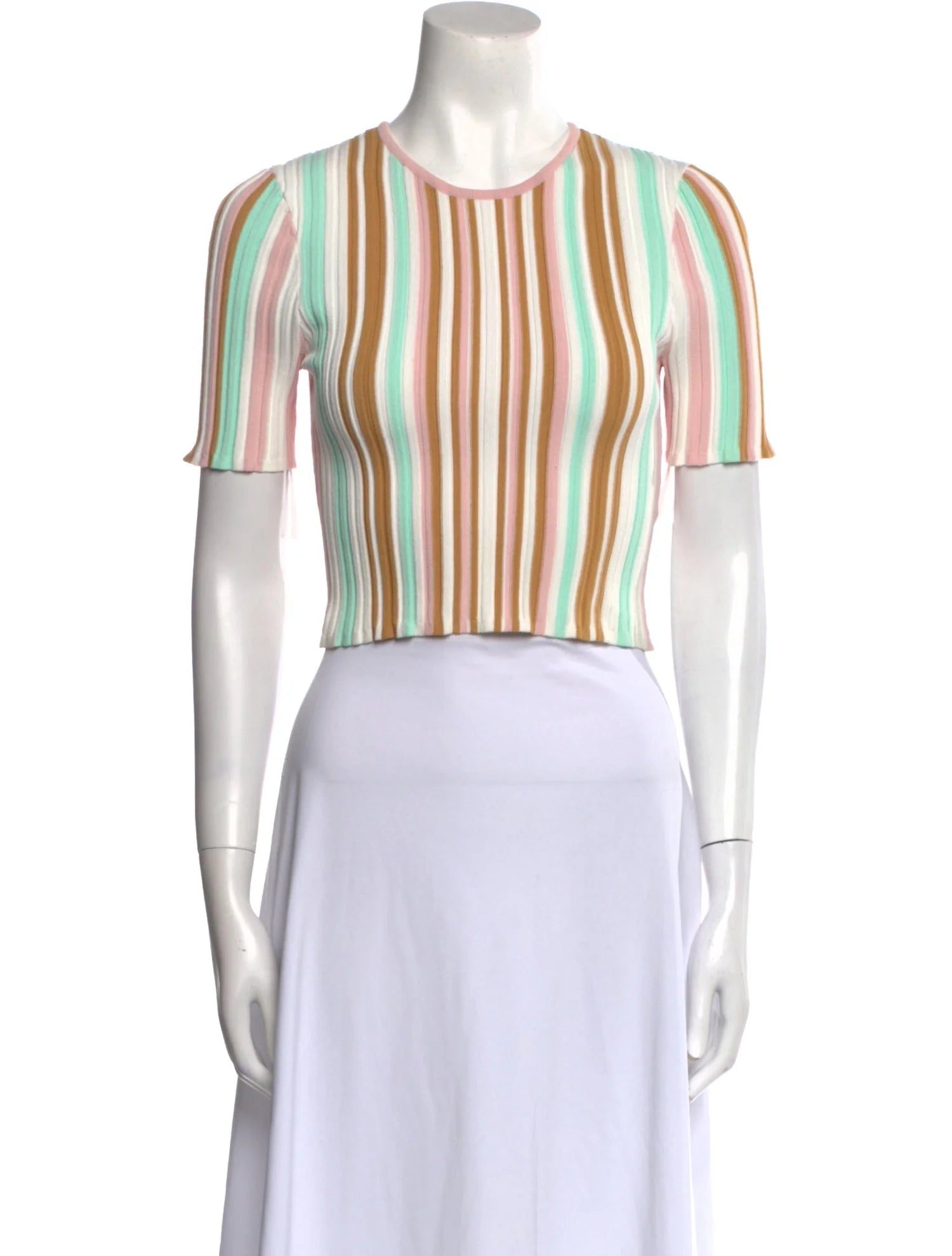 Ronny Kobo
Striped Crew Neck Crop Top