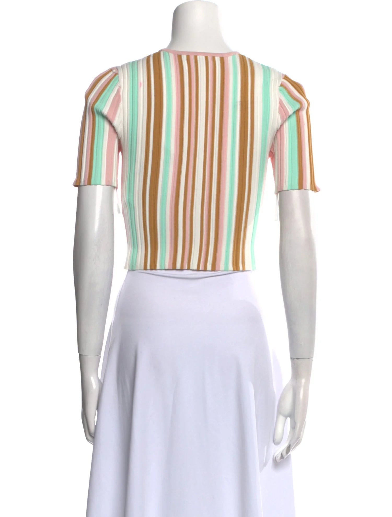 Ronny Kobo
Striped Crew Neck Crop Top