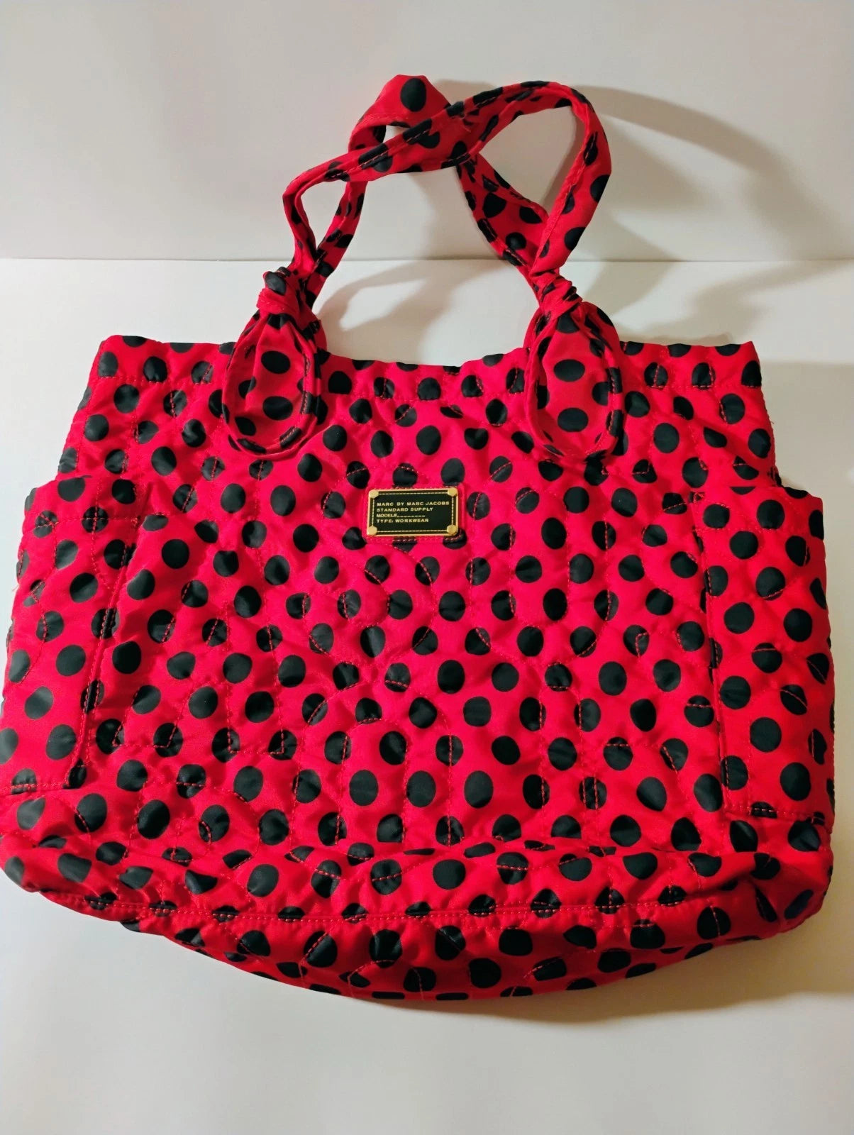 Vintage Marc by Marc Jacobs Large Red/Black Polka Dot Tote Bag
